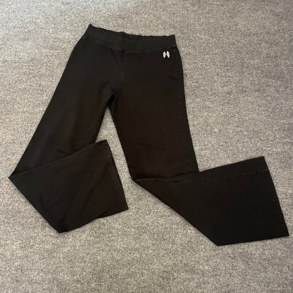 Victoria's Secret Black Lounge Pants Flare Leggings Bootcut Flocked Wings Large - Picture 2 of 10
